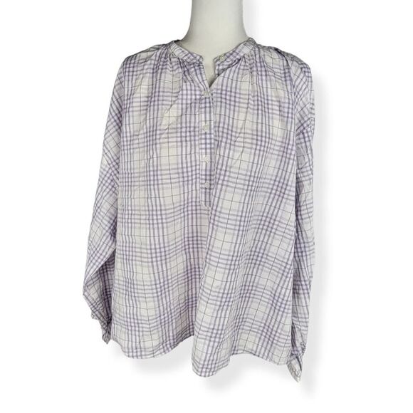 Universal Threads  Split Neckline Lilac Plaid Blouse XXL - Picture 1 of 4